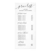 Chic Black Calligraphy Zakelijke service prijslijs Reclamekaart (Voorkant)