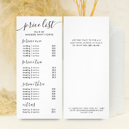 Chic Black Calligraphy Zakelijke service prijslijs Reclamekaart