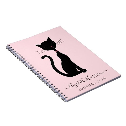 Chic Black Cat Personeelsroze Notitieboek (Rechterzijde)