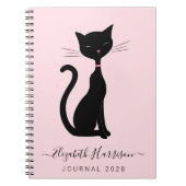 Chic Black Cat Personeelsroze Notitieboek (Voorkant)