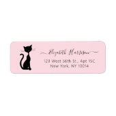Chic Black Cat Pink Return-adres Etiket (Voorkant)