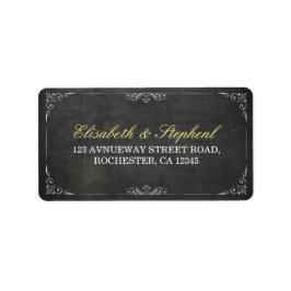 Chic Black Chalkboard Floral Wedal Address Label