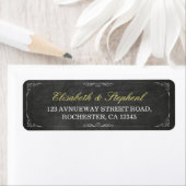 Chic Black Chalkboard Floral Wedal Address Label (Insitu)