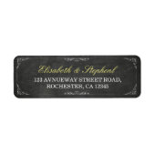 Chic Black Chalkboard Floral Wedal Address Label (Voorkant)