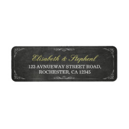 Chic Black Chalkboard Floral Wedal Address Label