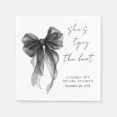 Chic Black Coquette Bow Waterverf Vrijgezellenfees Servet (Voorkant)