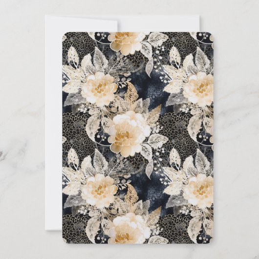 Chic Black Cream Luipaard Dier Romantische Huwelij Kaart (Achterkant)