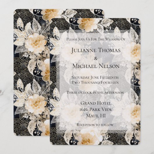 Chic Black Cream Luipaard Dier Romantische Huwelij Kaart (Voorkant / Achterkant)