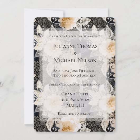 Chic Black Cream Luipaard Dier Romantische Huwelij Kaart (Voorkant)