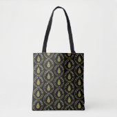 Chic Black Custom Business Logo Pattern Branded Tote Bag (Voorkant)