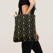 Chic Black Custom Business Logo Pattern Branded Tote Bag (Dichtbij)