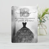 Chic Black Dress Silver Confetti 18th Birthday Kaart (Staand voorkant)