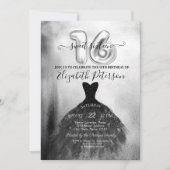 Chic Black Dress Silver Confetti Sweet 16 Kaart (Voorkant)