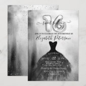 Chic Black Dress Silver Confetti Sweet 16 Kaart (Voorkant / Achterkant)