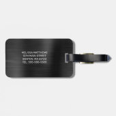 Chic Black Dripping Glitter Brusal Monogram Bagagelabel (Achterkant horizontaal)