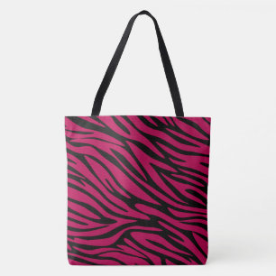 Chic Black en Berry Red Zebra Afdrukken Groot Tas