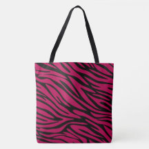 Chic Black en Berry Red Zebra Print Groot Tas