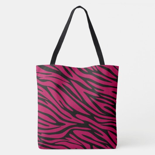 Chic Black en Berry Red Zebra Print Groot Tas (Achterkant)