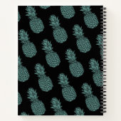 Chic Black en Blauwgroen Glitter Ananas Naam Notitieboek (Achterkant)
