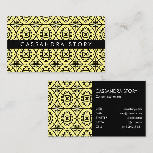 Chic Black en Blue Modern Pattern Visitekaartje (Voorkant / Achterkant)