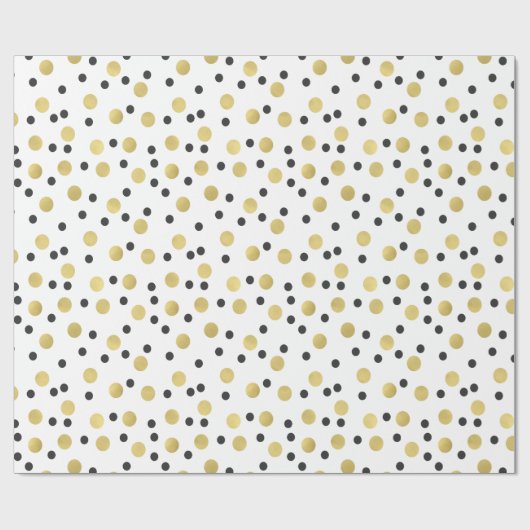 Chic Black en Gold Confetti Cadeaupapier (Vlak)