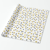 Chic Black en Gold Confetti Cadeaupapier (Uitgerold)