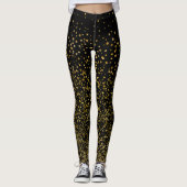Chic Black en Gold | Faux Foil Confetti Stippen Leggings (Voorkant)