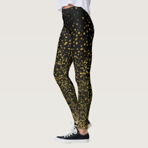 Chic Black en Gold   Faux Foil Confetti Stippen Leggings