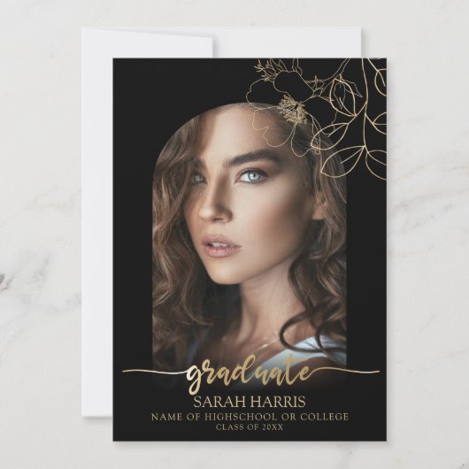 Chic Black en Gold | Foto van Arch Afstuderen Aankondiging (Voorkant)