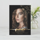 Chic Black en Gold | Foto van Arch Afstuderen Aankondiging (Staand voorkant)