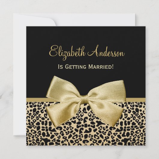 Chic Black en Gold Leopard Print Vrijgezellenfeest Kaart (Voorkant)
