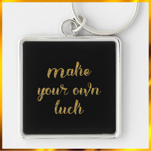 Chic Black en Gold Luck Quote Sleutelhanger