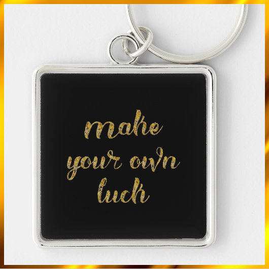 Chic Black en Gold Luck Quote Sleutelhanger
