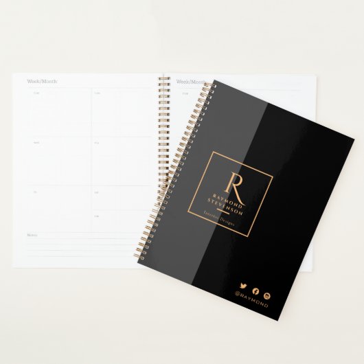 Chic Black en Gold Monogramed Planner (Display)