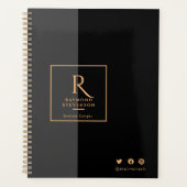 Chic Black en Gold Monogramed Planner (Voorkant)