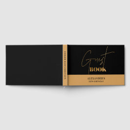 Chic Black en Gold Script Verjaardag Bedankt Gastenboek