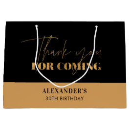 Chic Black en Gold Script Verjaardag Bedankt Groot Cadeauzakje