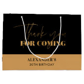 Chic Black en Gold Script Verjaardag Bedankt Groot Cadeauzakje (Achterkant)