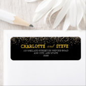 Chic Black en Gold Wedding Return-adreslabel Etiket (Insitu)