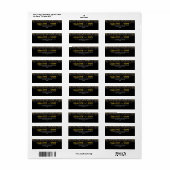 Chic Black en Gold Wedding Return-adreslabel Etiket (Full Sheet)