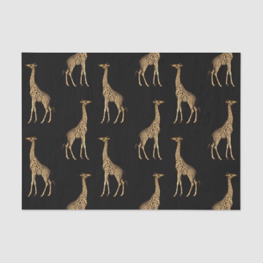 Chic Black en Golden Giraffe Print Tissuepapier (Voorkant)