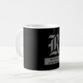 Chic Black en Grey Classic American Text Koffiemok (Voorkant links)