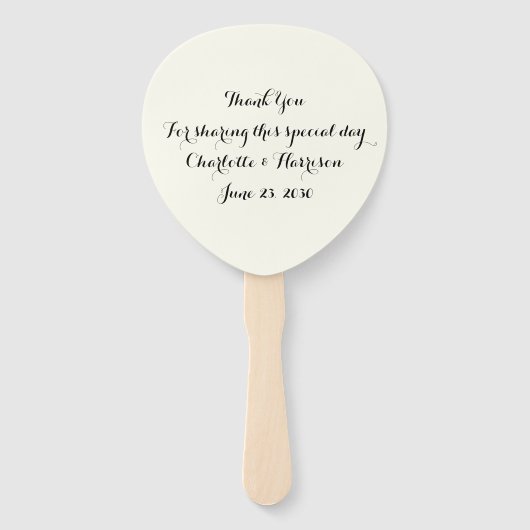 Chic black en iory strepen aangepast script bruilo handwaaier (Voorkant)