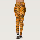 Chic Black en Oranje Honeycomb gepatterd Leggings (Achterkant)