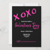 Chic Black en Pink Galentine's Party XOXO Stijlvol Magnetische Uitnodiging (Voorkant)