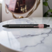 Chic Black en Roos Gold Glitter Driving Luxury Zwarte Inkt Pen