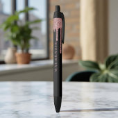 Chic Black en Roos Gold Glitter Driving Luxury Zwarte Inkt Pen