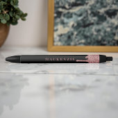 Chic Black en Roos Gold Glitter Driving Luxury Zwarte Inkt Pen