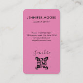 Chic Black en Roze 3 Foto's Qr Code Beauty Visitekaartje (Achterkant)