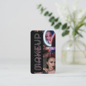 Chic Black en Roze 3 Foto's Qr Code Beauty Visitekaartje (Staand voorkant)
